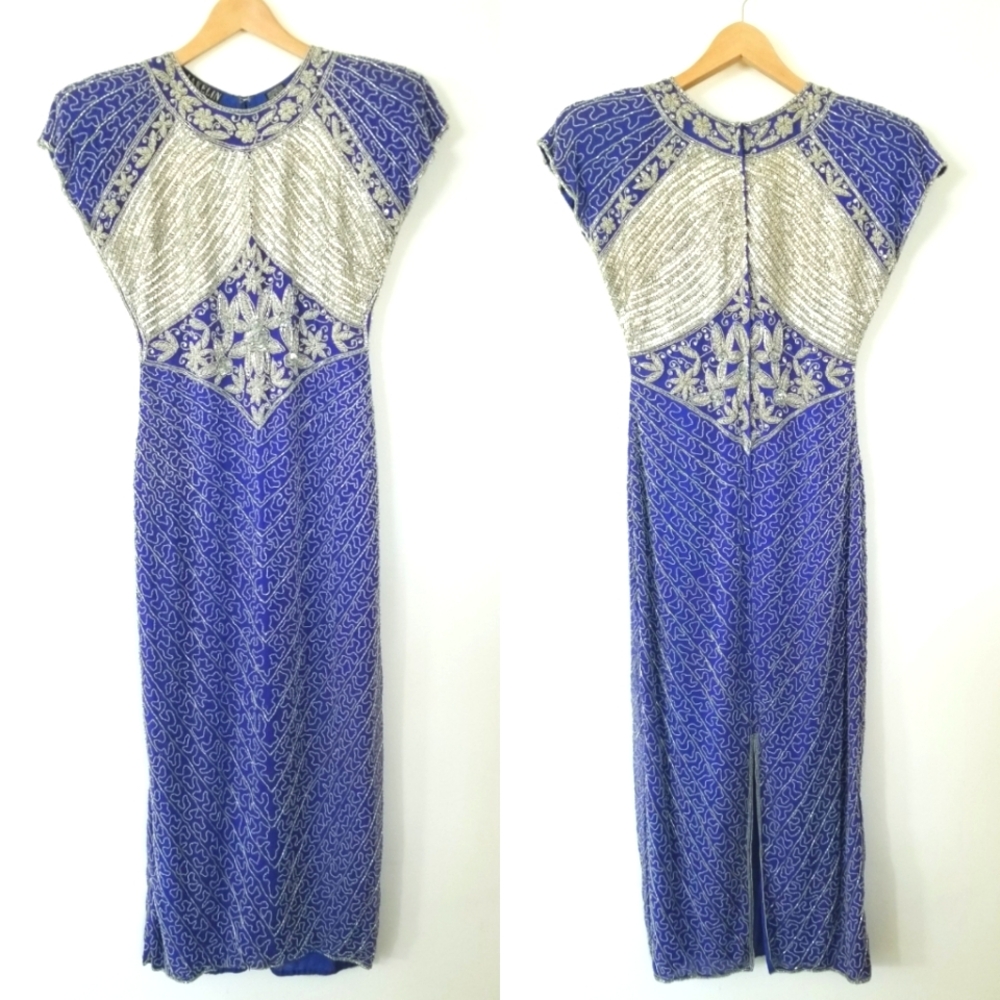 Jakelin Designs by Meher Intl Inc Vintage Beaded Jeweled Evening Gown Maxi Dress